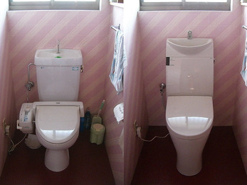 トイレ内の暖房もする最新型の便器に取替。