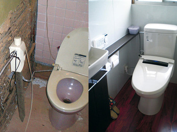 見えませんが、これで汲取り式のトイレなんです。