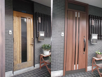 温もりを感じるお洒落なドアになりました。